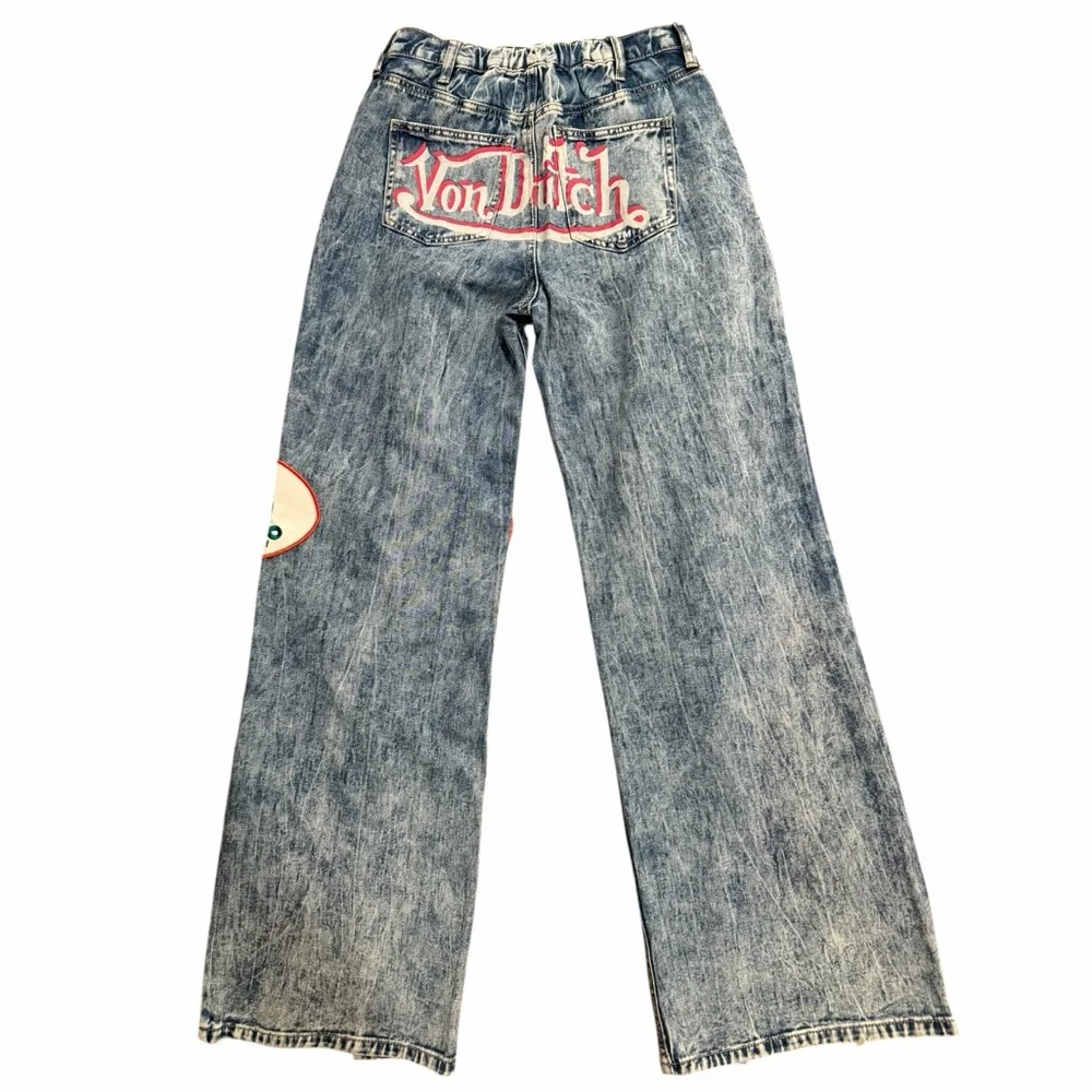 Von Dutch Women's Wide Leg Tie Front Denim Jeans  size 3 (27 x 31 ) - Picture 2 of 11